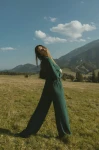 spodnie COMO z lnu i wiskozy / forest green