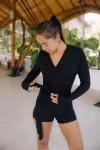 bluzka kopertowa PETAL z bambusa / black
